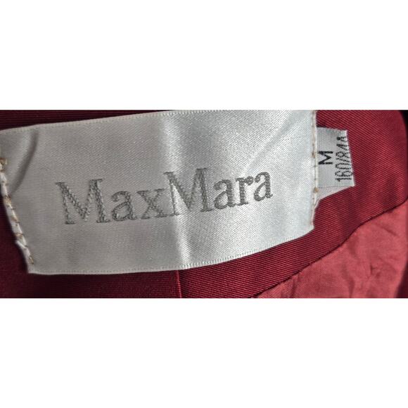 Max Mara Burgundy Maroon Womens Medium Flared Trench Coat Belted Layers Classic - Picture 7 of 7